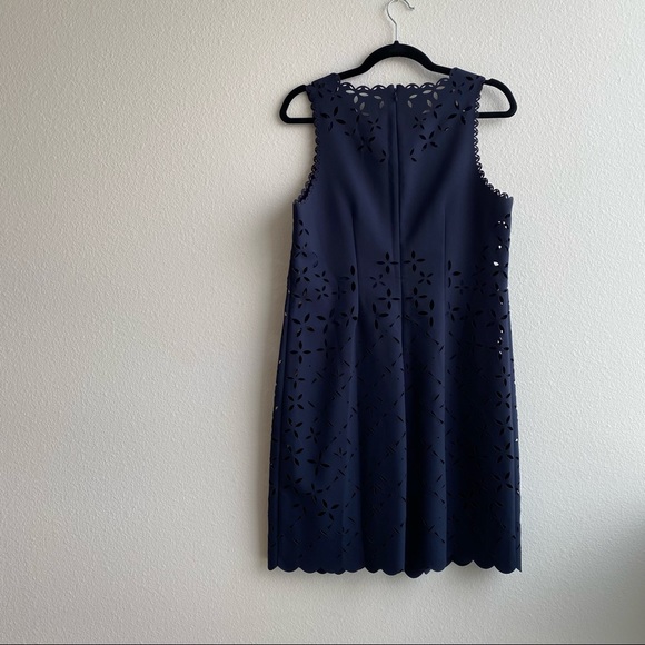 J. Crew Laser Cut Floral Shift Dress - Navy 💙 - Picture 5 of 12